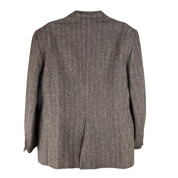 Vintage Kuppenheimer Mens 44R Herringbone Wool Blazer Jacket Brown Quiet Luxury - Picture 3 of 16